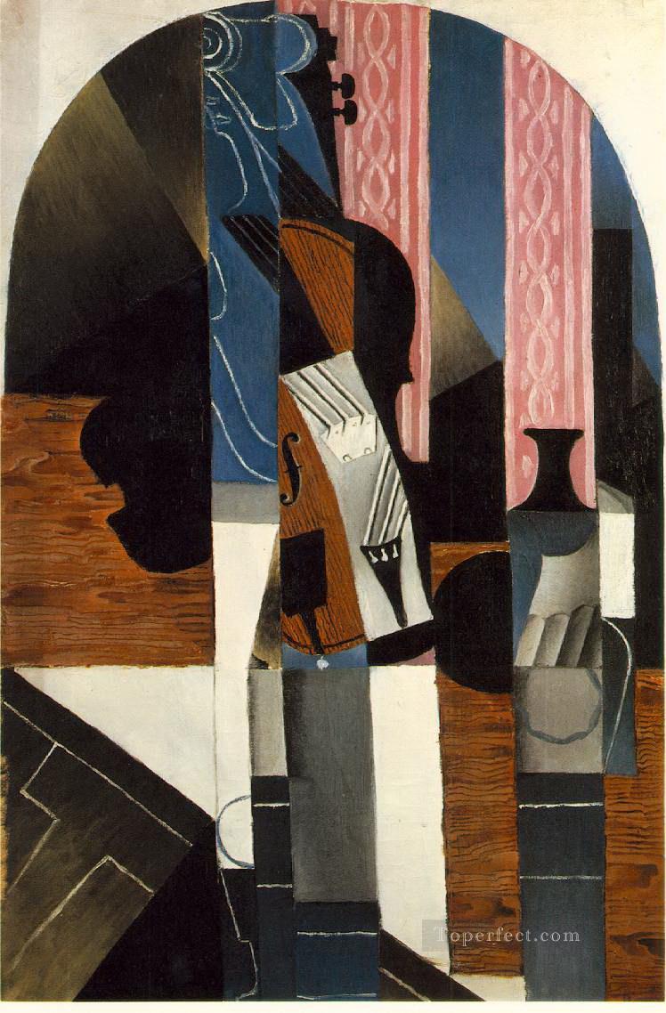 violin and ink bottle on a table 1913 Juan Gris Oil Paintings